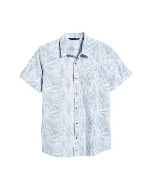 Travis Mathew Blue Doldroms Short Sleeve Button-Up Shirt for men