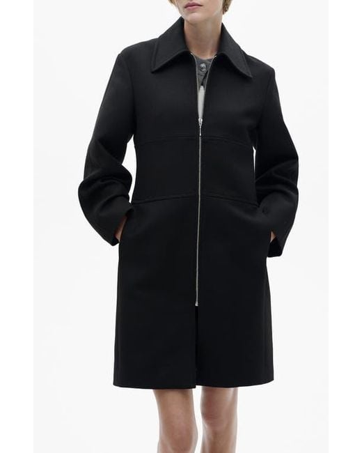 Mango Black Straight Cut Coat
