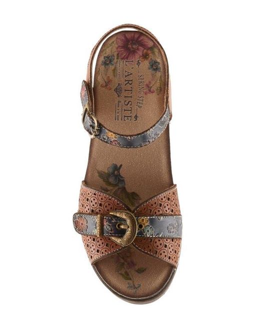 Spring Step Brown Upperbuck Ankle Strap Platform Sandal