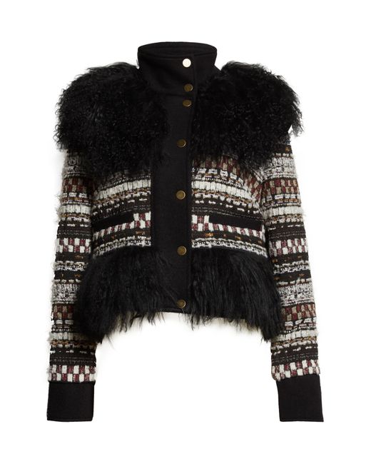 Veronica Beard Black Nelway Jacket With Faux Shearling Trim In Multi At Nordstrom Rack