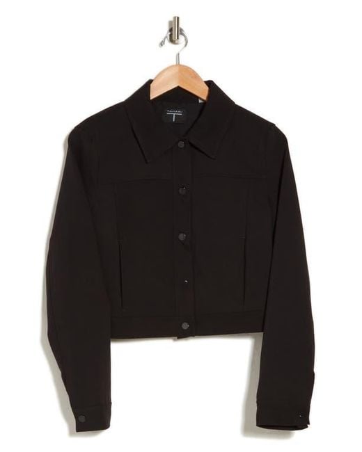 Tahari Black Snap Front Crop Jacket