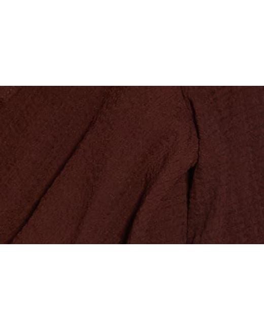 Max Studio Brown Ruffle Long Sleeve Faux Wrap Top