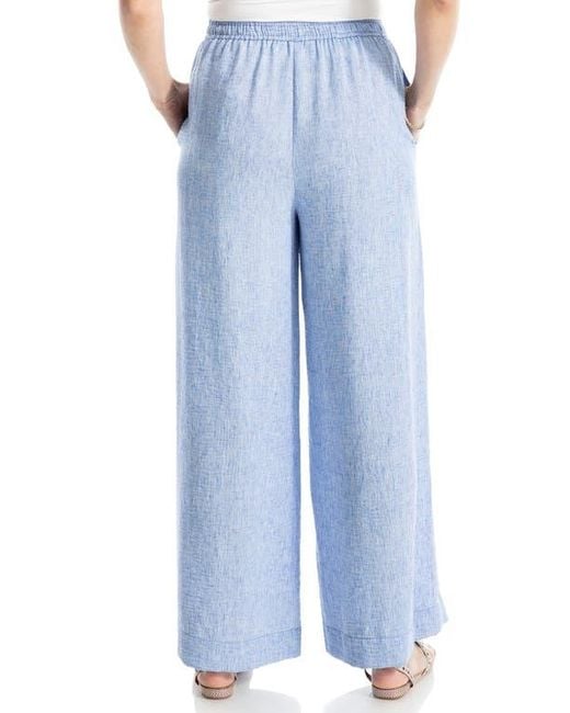 Max Studio Blue Crinkled Drawstring Waist Pants