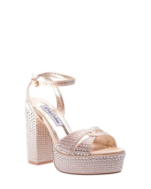Lady Couture Pink Rhinestone Platform Ankle Strap Sandal