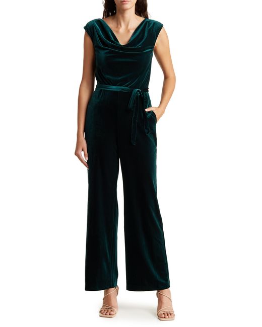 Vince Camuto Black Cowl Neck Velvet Jumpsuit