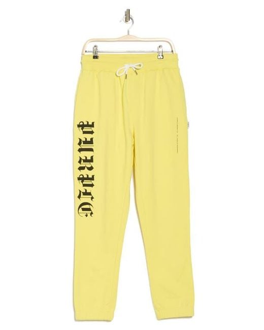 Purple Brand Yellow Gothic Logo French Terry Sweatpants for men