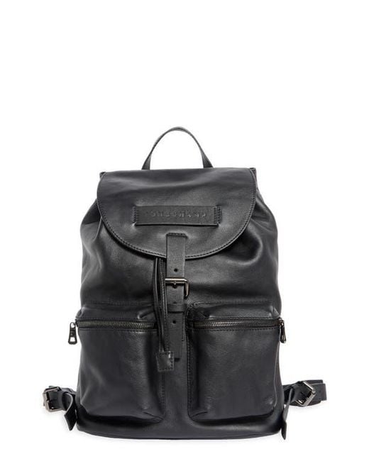 Longchamp Black Lc3D Medium Leather Backpack