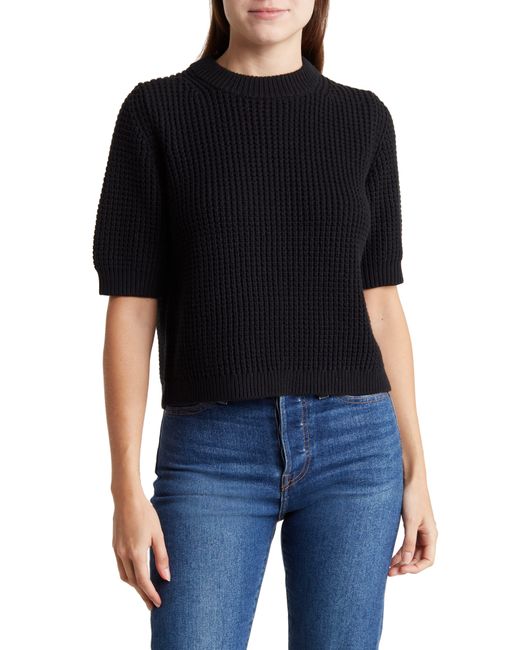 French Connection Black Luna Mozart Waffle Knit Sweater