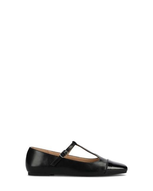 Journee Collection Black Thea T-Strap Flat