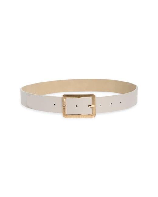 Steve Madden Natural Ribbed Buckle Faux Leather Belt