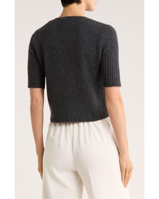 Magaschoni Blue Short Sleeve Cashmere Cardigan