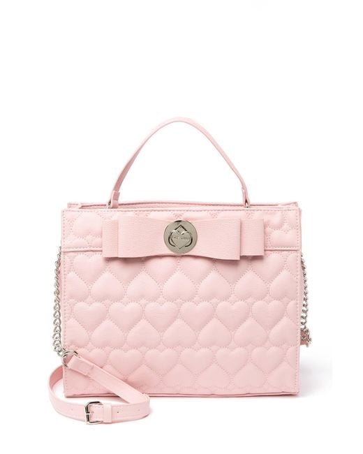 Betsey Johnson Pink Quilted Heart Satchel