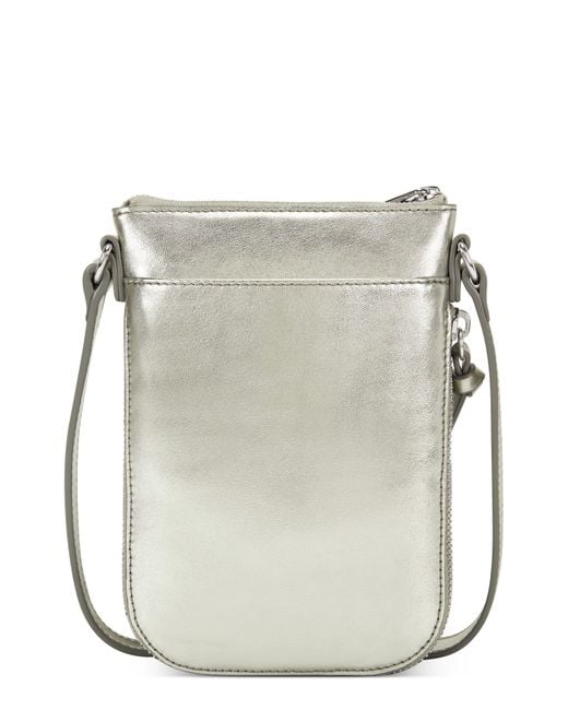 Vince Camuto Corin Leather Phone Crossbody Bag In Pewter Metallic ...