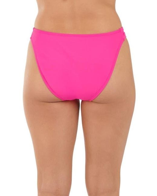 Citrus Pink Solid Shirred Side Bikini Bottoms