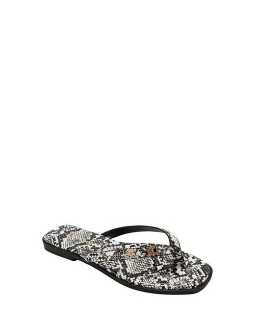 Bebe White Python Embossed Thong Sandal