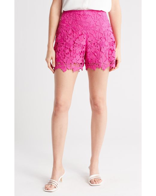 Trina Turk Pink Brightness Floral Lace Shorts