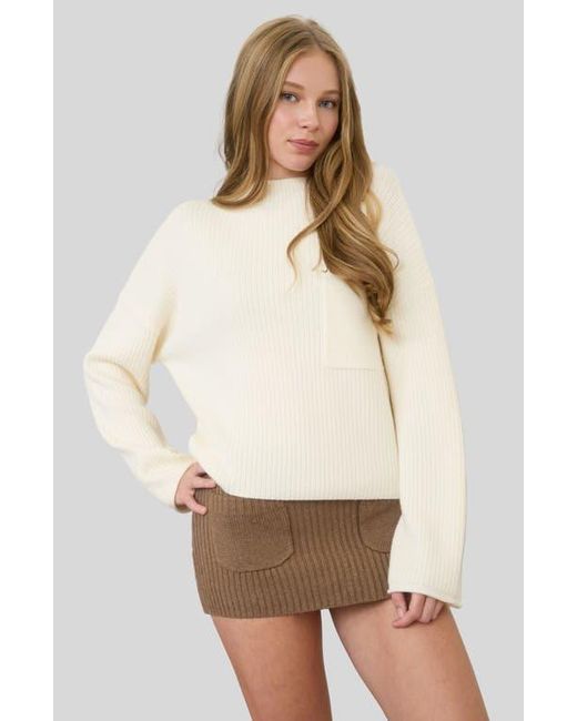 Blu Pepper White Mock Neck Long Sleeve Sweater
