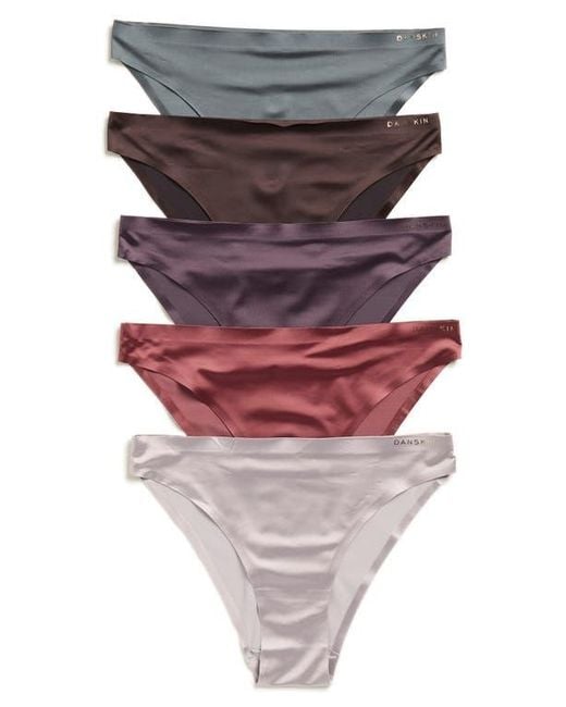 Danskin Multicolor Assorted 5-Pack Shiny Cheeky Bikini Briefs