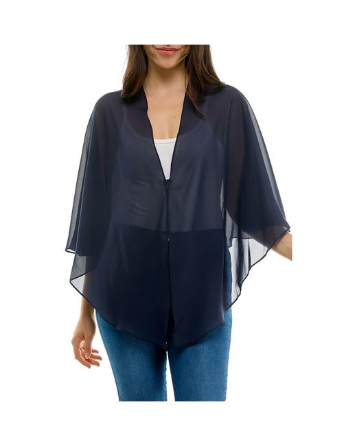 Nina Leonard Blue Chiffon Capelet