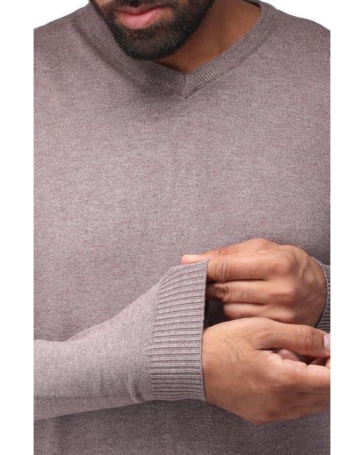 Xray Jeans Gray V-Neck Ribbed Knit Sweater for men