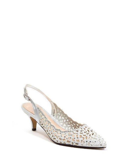 Lady Couture White Rhinestone Laser Cut Slingback Pump
