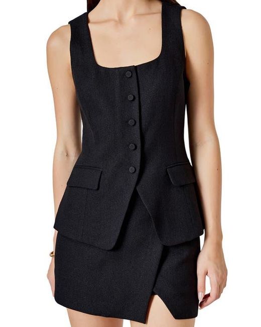 Endless Rose Black Tweed Button Vest