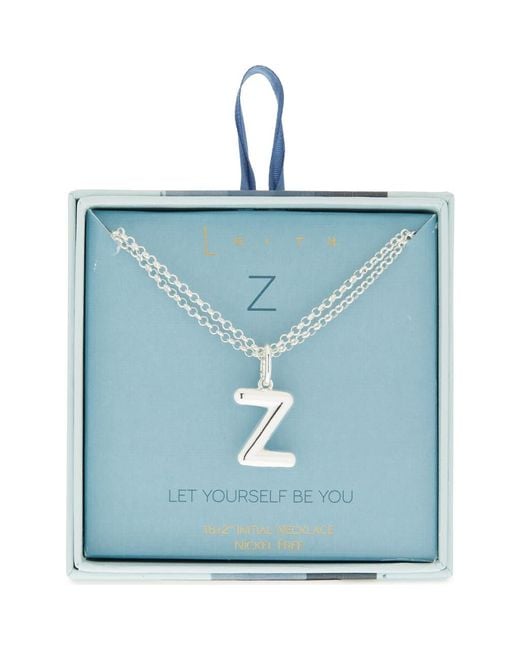 Leith Blue Lowercase Initial Bubble Pendant Necklace