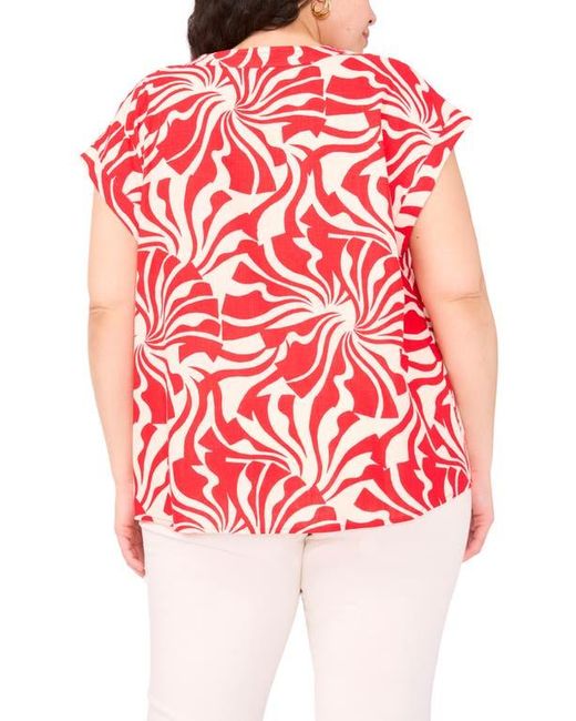 Vince Camuto Red Split Neck Cap Sleeve Top