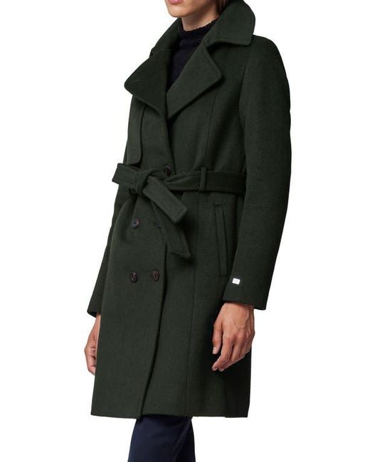 SOIA & KYO Black Fabianne Belted Wool Blend Coat