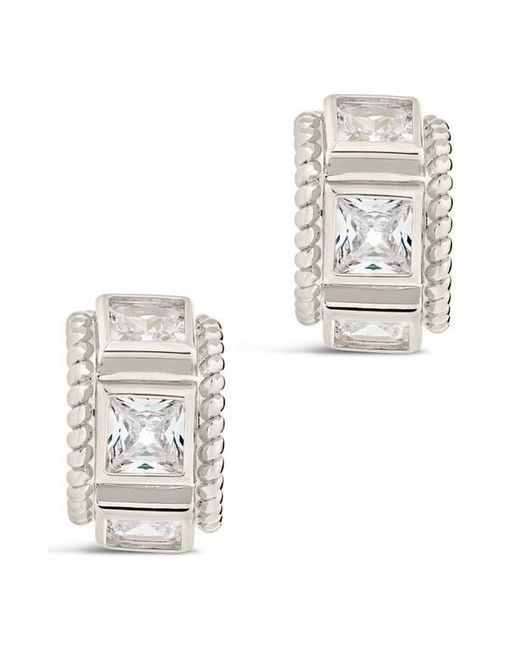 Sterling Forever White Cassia Cubic Zirconia Huggie Hoop Earrings