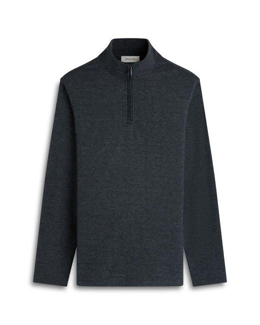 Bugatchi Blue Houndstooth Patern Quarter Zip Top for men