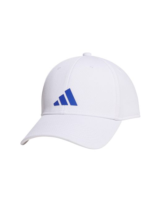 Adidas White Pregame Stretch Tripe Stripe Snapback Cap for men