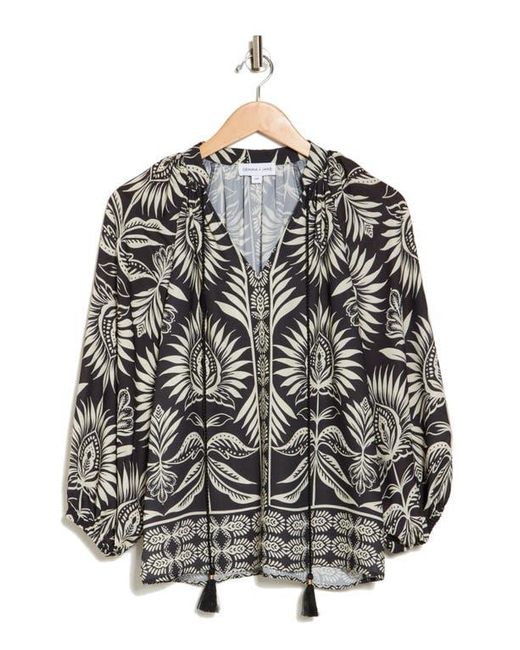 Gemma  Jane Black Balloon Sleeve Peasant Top