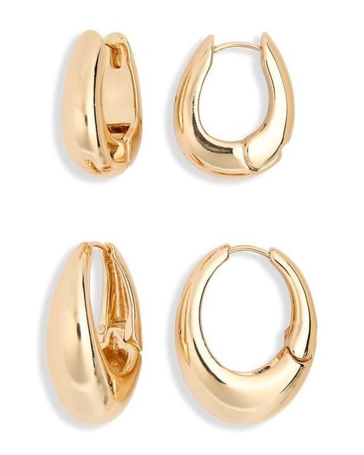 Leith Metallic 2-Pack Assorted Puffy Oval Earrings