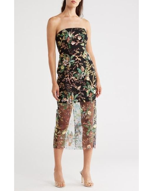 Sam Edelman Multicolor Sequence Strapless Column Cocktail Dress