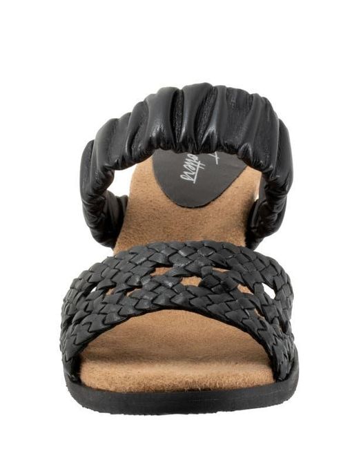 Trotters Black Mae Woven Slide Sandal