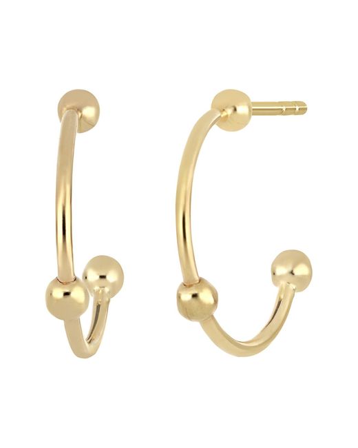 Bony Levy 14k Gold 3ball Station Hoop Earrings In 14k Yellow Gold At