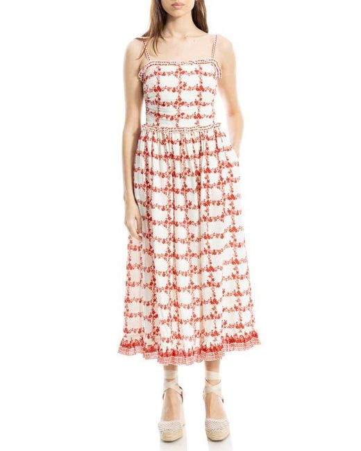 Max Studio White Ruffle Printed Midi Sundress