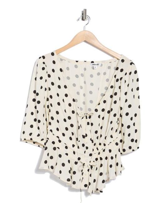 Vigoss White Polka Dot Peplum Top