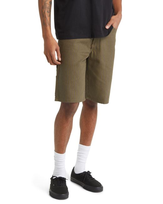 Dickies Green Stripe Flat Front Carpenter Shorts for men