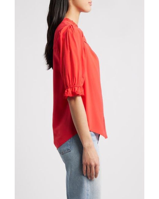 Wit & Wisdom Red Eyelet Accent Top