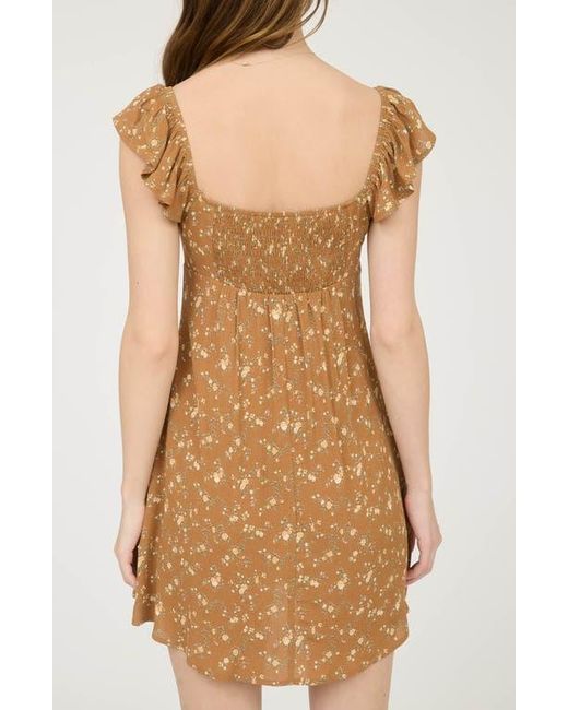 Blu Pepper Natural Floral Flutter Cap Sleeve Minidress