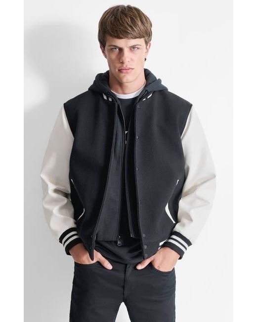 DKNY Water Resistant Varsity Jacket in Black for Men Lyst