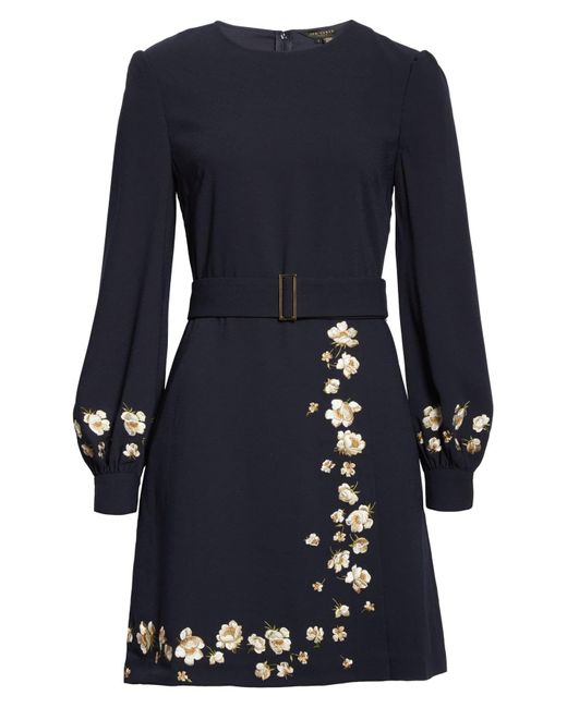 Ted Baker Pearl Floral Long Sleeve Dress in Navy (Blue) Save 24 Lyst