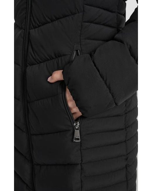 DKNY Black Cire Packable Hooded Longline Puffer Jacket