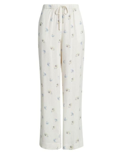 Wayf Gray Blake Shell Print Linen Blend Drawstring Pants