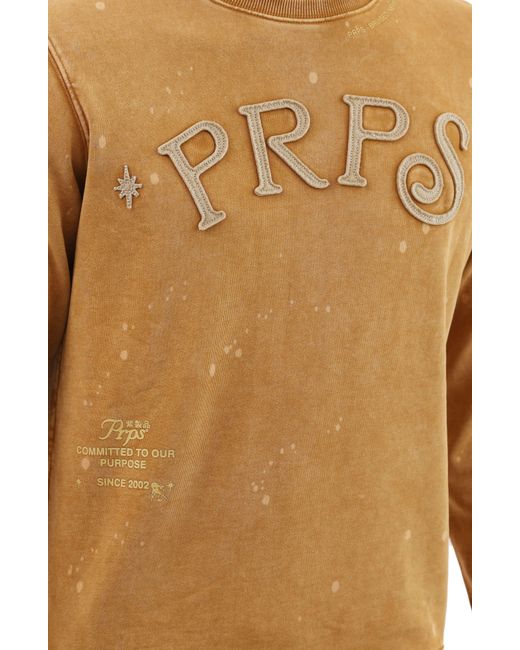 PRPS Brown Bourn Appliqué Cotton Graphic Cargo Sweatshirt for men