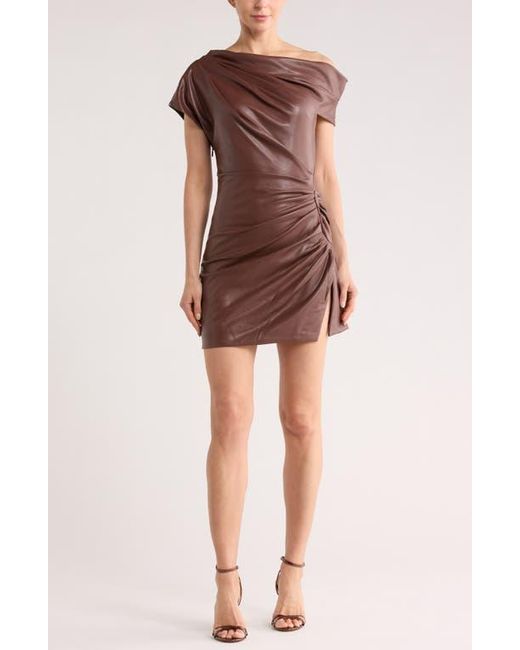Jonathan Simkhai Women's Brown Nordi Faux Leather Ruched Minidress -  benaras.co
