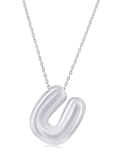 Simona White Bubble Initial Pendant Necklace