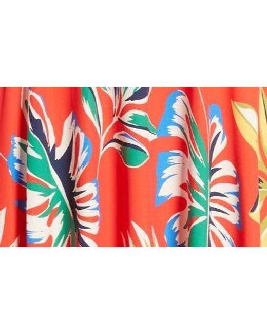 Sam Edelman Red Palm Print Handkerchief Hem Dress